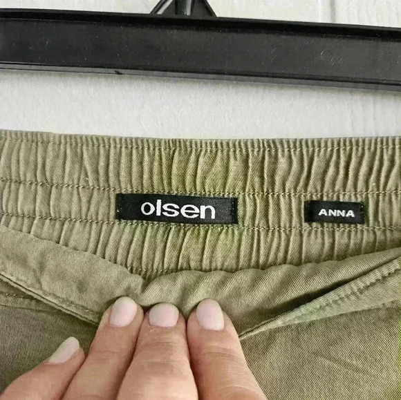 Olsen Anna Khaki Flat Front Wide Leg High Waist Pull On Trouser Sz M/10 NWOT - Picture 7 of 13